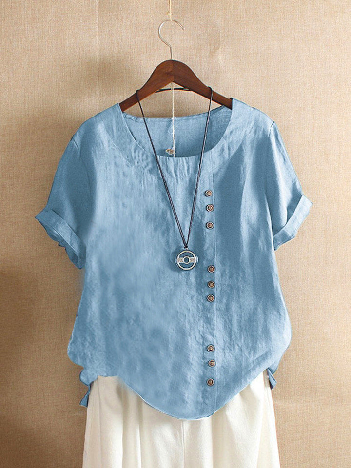 Classic Plain T-shirt with Short Sleeves and Round Neck - Emma-Heavenly blue-S-The Livary