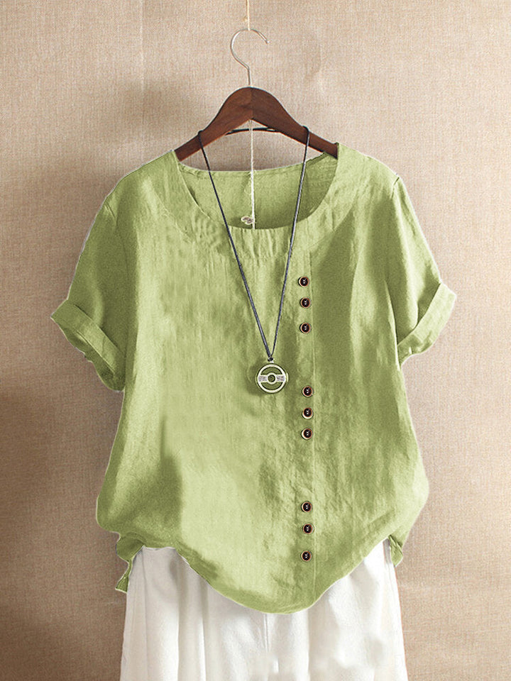 Classic Plain T-shirt with Short Sleeves and Round Neck - Emma-Mint green-S-The Livary