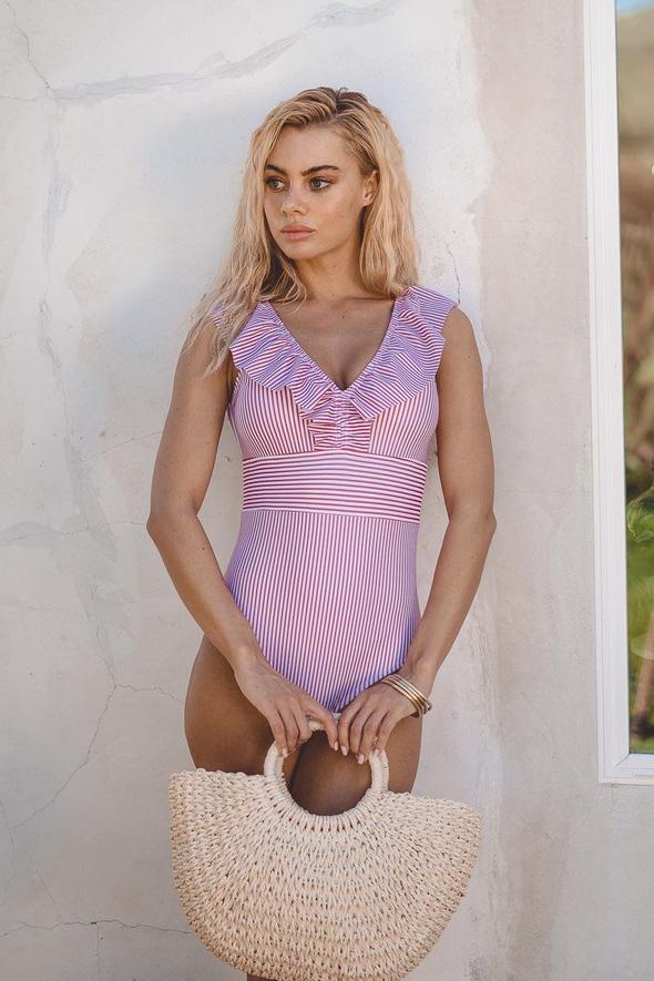 Retro Swimsuit with Print - Julia-Blue-S-The Livary