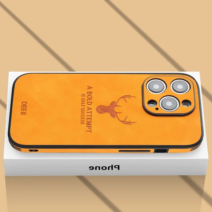 Luxury Deer Leather iPhone Case - Veltro-Brown-iPhone 15 Pro Max-The Livary