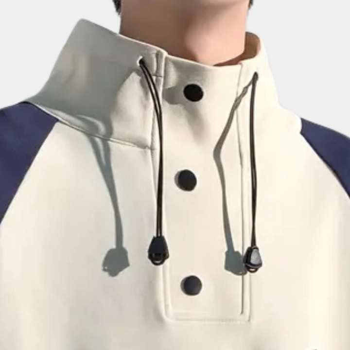 Modern Sweater with Stand-Up Collar for Men - Matteo-Beige-S-The Livary