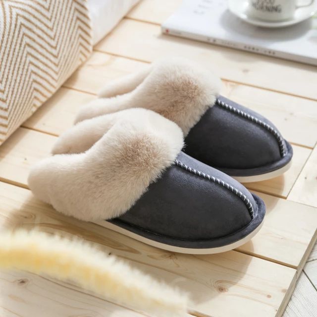 Luxury Faux Suede Women's Slippers - Celine-Dark grey-3.5-4 (2-2.5)-The Livary