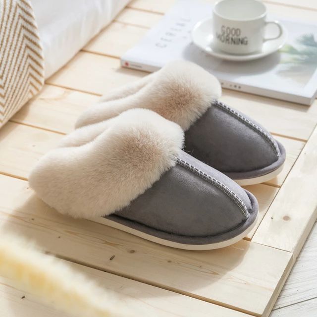 Luxury Faux Suede Women's Slippers - Celine-Light grey-3.5-4 (2-2.5)-The Livary
