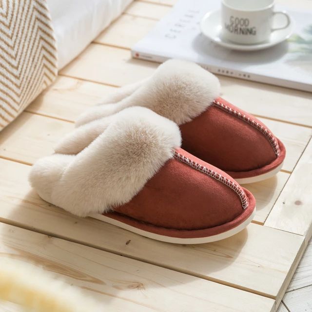 Luxury Faux Suede Women's Slippers - Celine-Red-3.5-4 (2-2.5)-The Livary