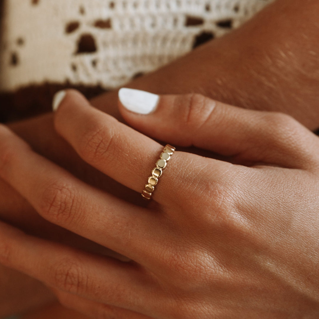 Stylish Beaded Ring - Elina-5-Gold-The Livary