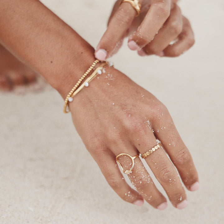 Stylish Beaded Ring - Elina-5-Gold-The Livary