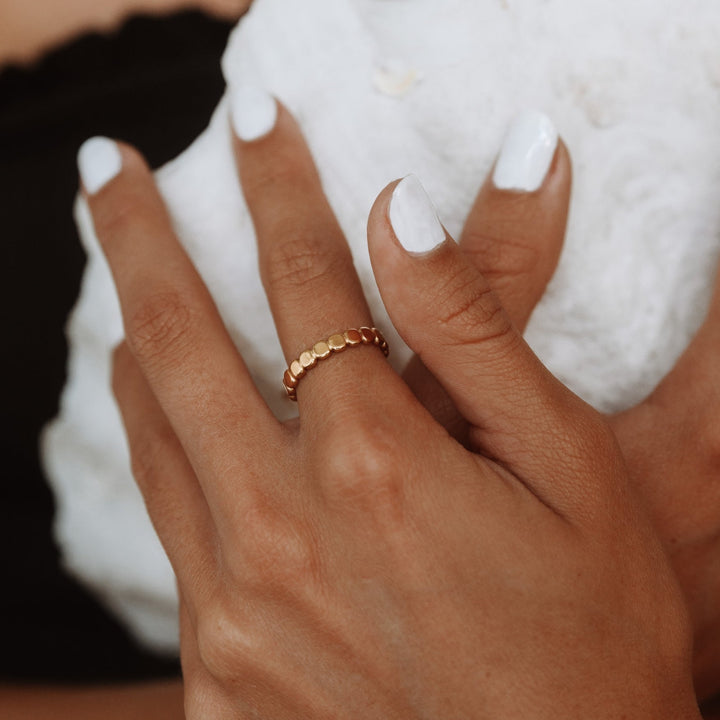 Stylish Beaded Ring - Elina-5-Gold-The Livary