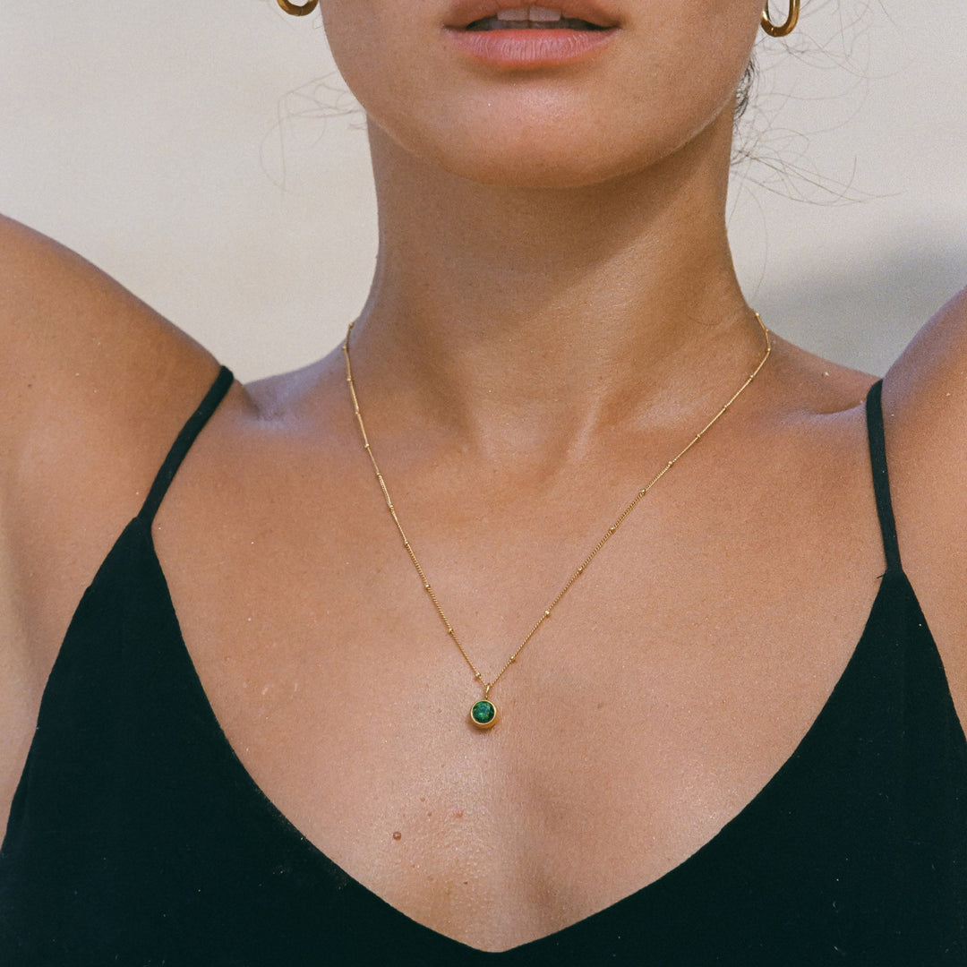Birthstone Necklace - Aurora-January | Pomegranate-Gold-The Livary