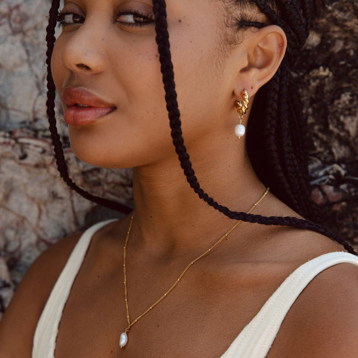 Baroque Pearl Pendant Necklace - Anisa-Gold-The Livary