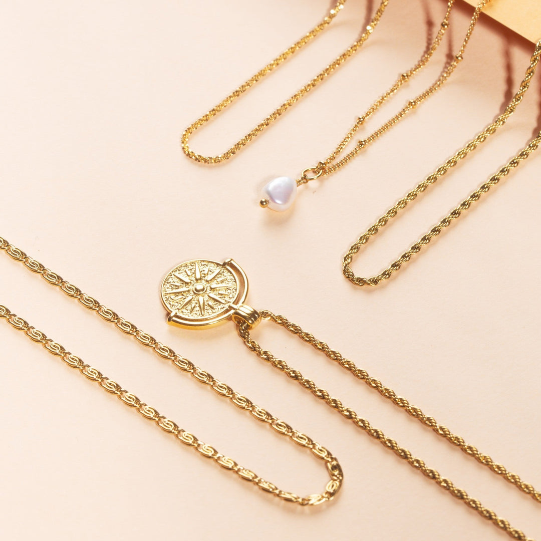 Stylish Sun Pendant Necklace - Aurora-Gold-The Livary