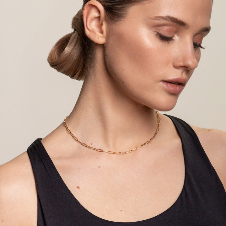 Paperclip Choker Necklace - Lina-Gold-The Livary