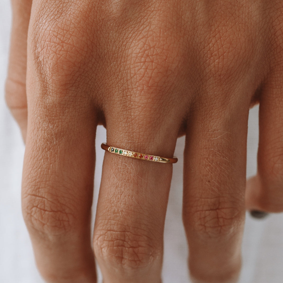 Golden Ring with Coloured Stones - Solene-6-Gold-The Livary
