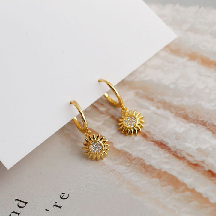 Stylish Sun Earrings for Ladies - Elara-Silver-The Livary