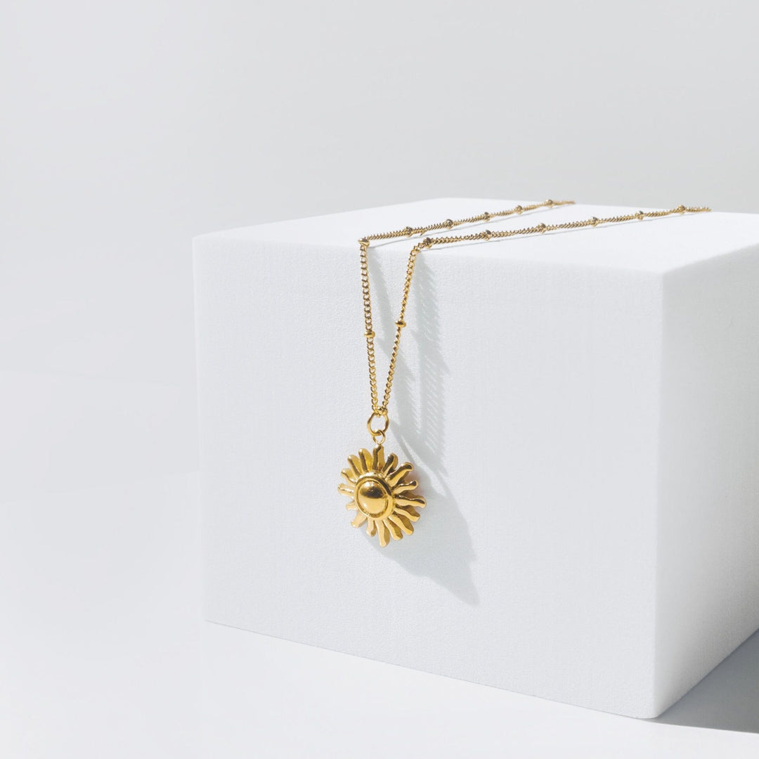 Necklace with Sun Pendant - Solara-Gold-The Livary