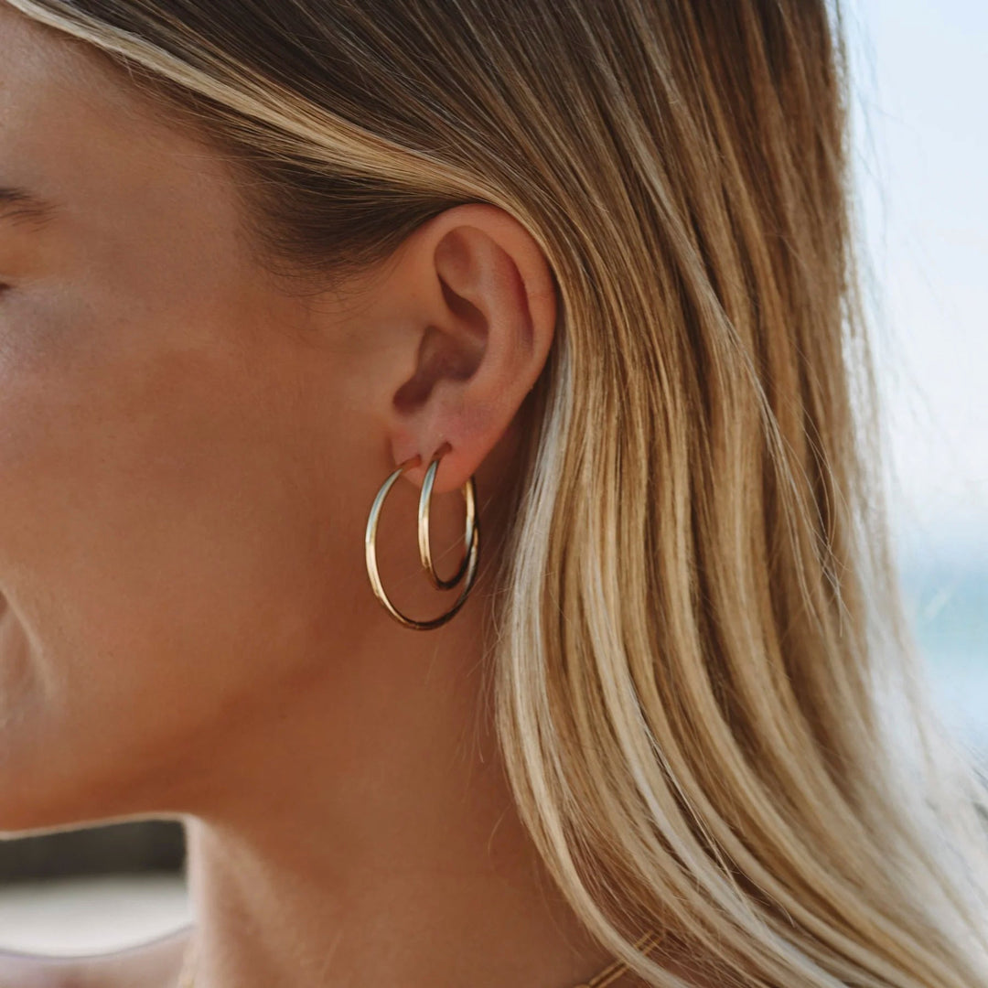 Stylish Thin Hoop Earrings - Lira-M-Gold-The Livary