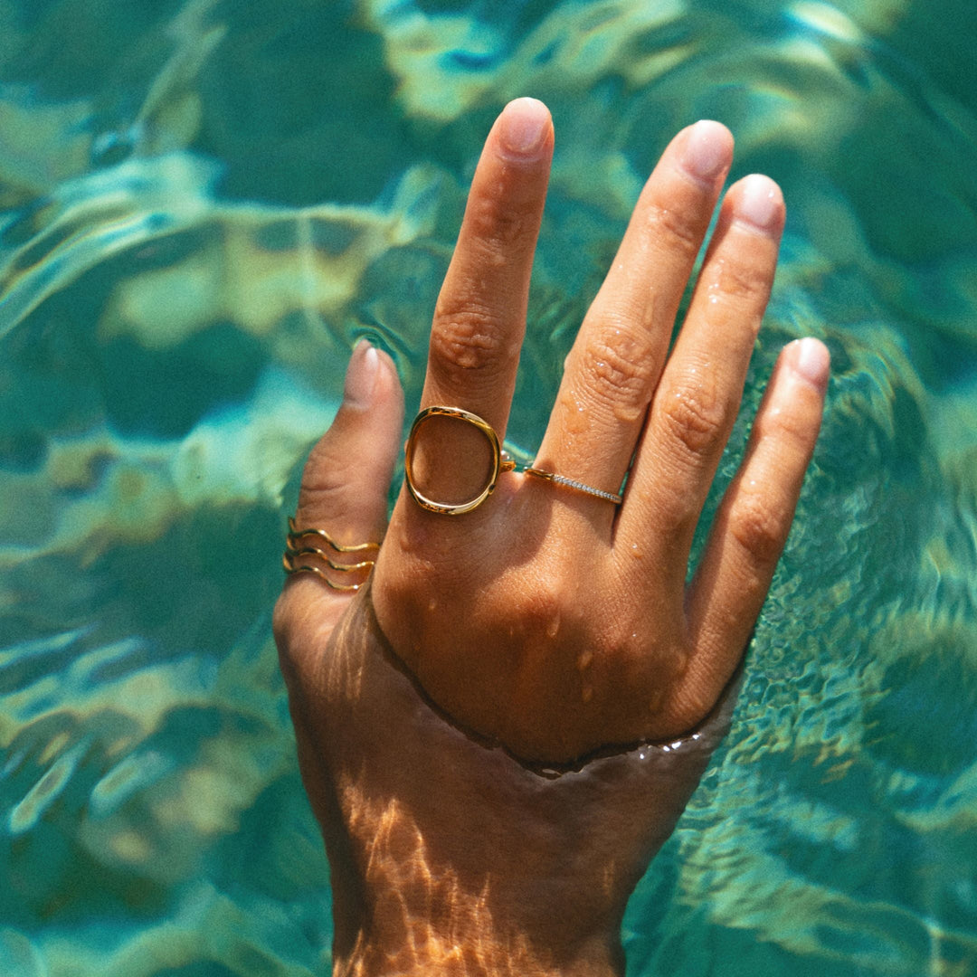 Ring with Wave Design - Nerida-5-Gold-The Livary