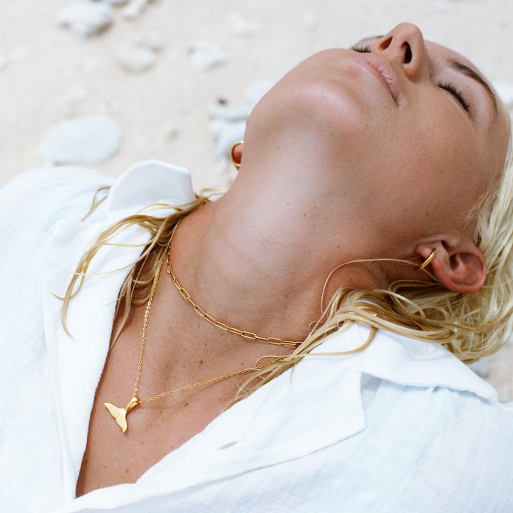 Whale Tail Necklace - Elara-Silver-The Livary