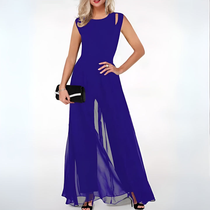 Elegant linen jumpsuit for ladies – Sofia-Blue-S-The Livary