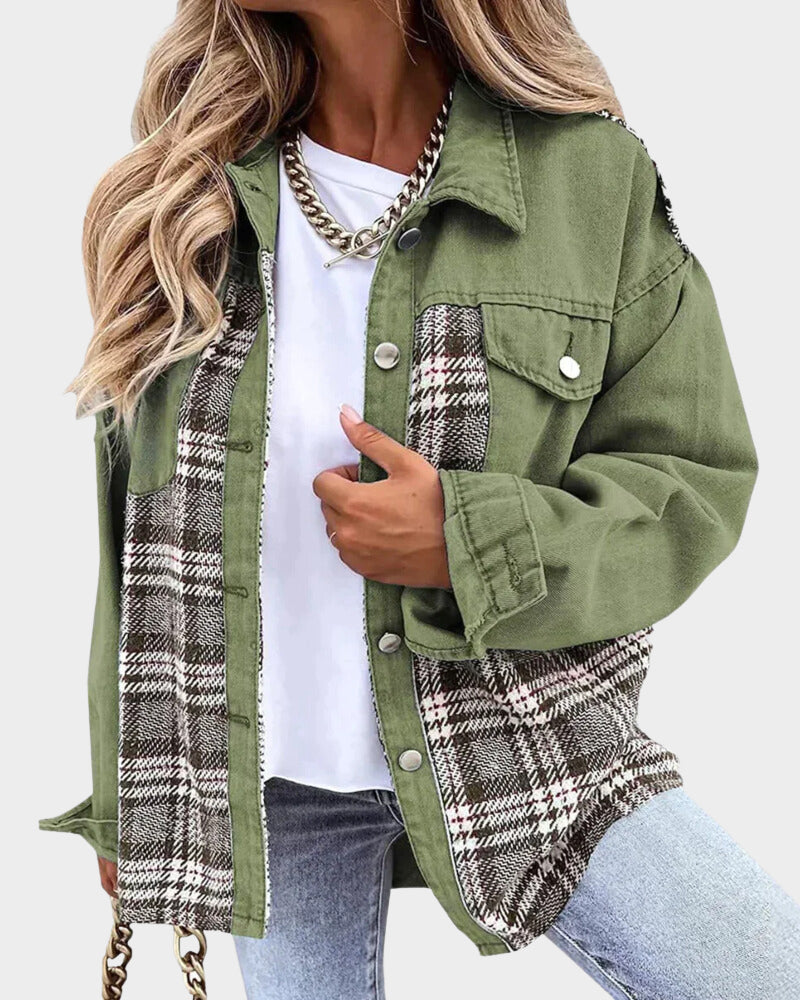 Women's denim jacket with modern chic – Amélie-Green-S-The Livary