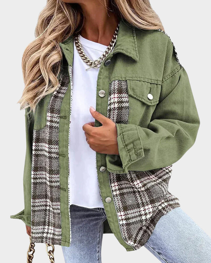 Women's denim jacket with modern chic – Amélie-Green-S-The Livary