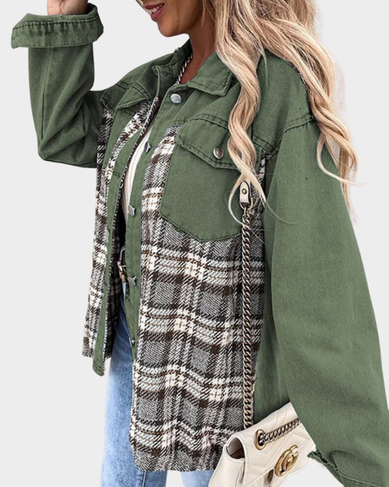 Women's denim jacket with modern chic – Amélie-Green-S-The Livary