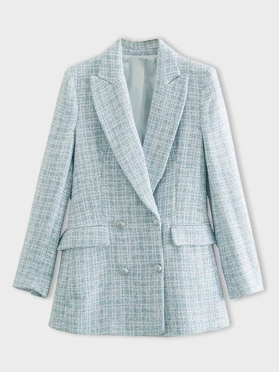 Fashionable Light Blue Women's Blazer - Elena-XS-The Livary