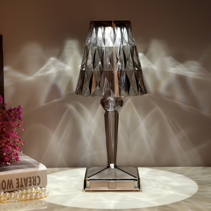 Crystal Table Lamp with Touch Control - LumeCrystal-Transparent-The Livary