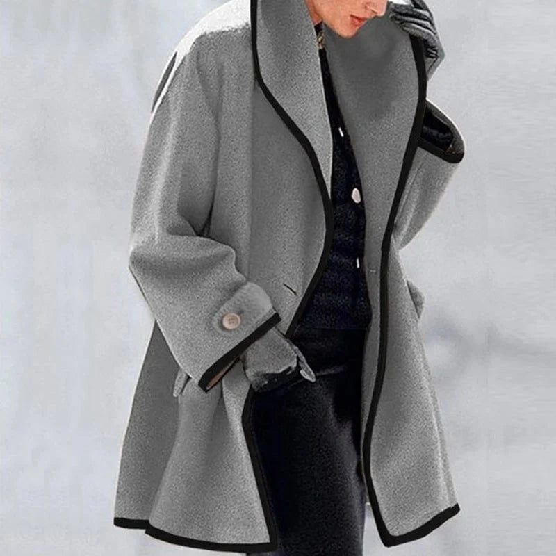 Warm Winter Wool Ladies Trench Coat - Emma-Gray-S-The Livary