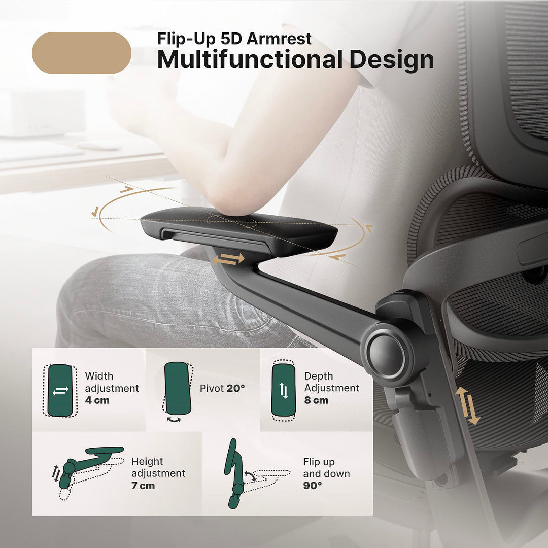Ergonomic Office Chair with 16 Adjustable Features - ErgoFlex-Black-S (height 61.0–66.9in)-The Livary