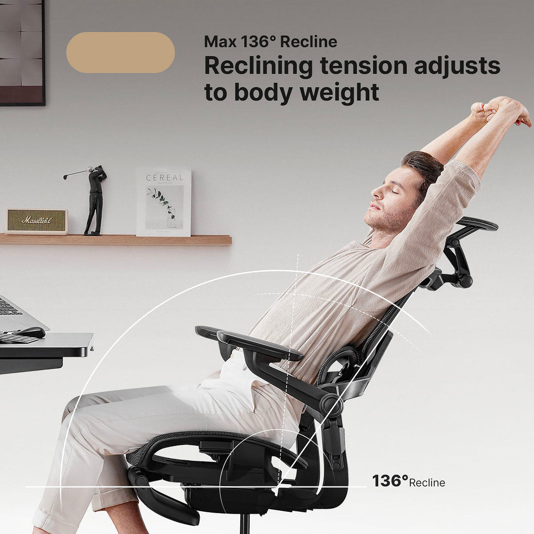 Ergonomic Office Chair with 16 Adjustable Features - ErgoFlex-Black-S (height 61.0–66.9in)-The Livary