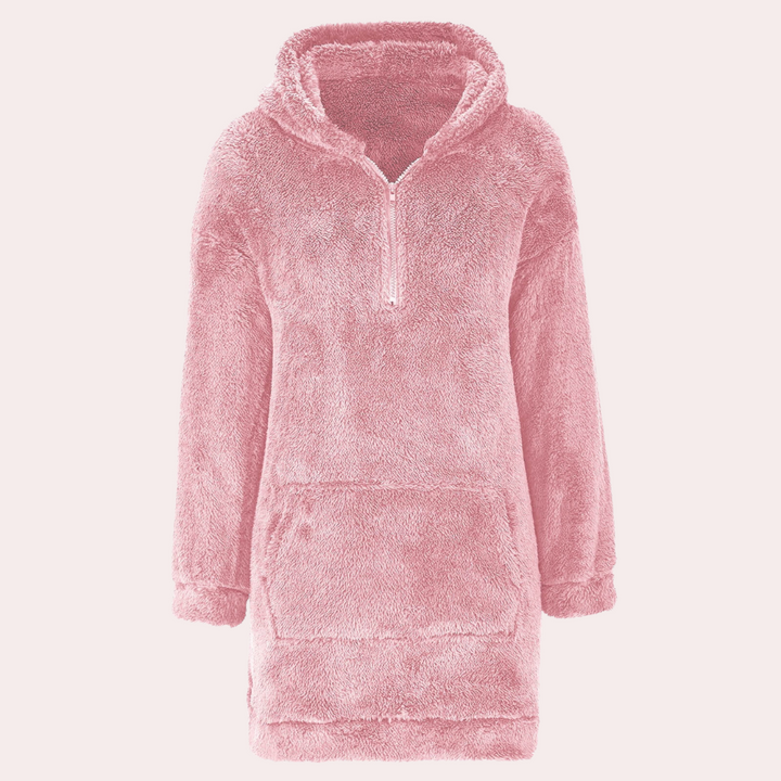 Soft Warm Winter Jumper with Zip for Women - Maëlle-Pink-XS-The Livary