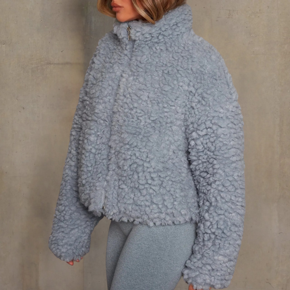 Warm and Soft Ladies' Coat - Livia-Blue-XS-The Livary