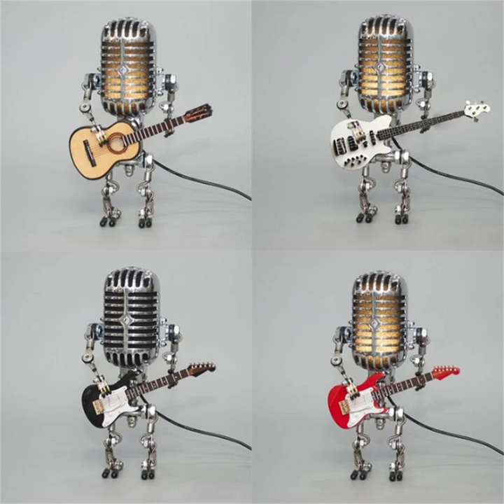 Decorative Microphone Robot Lamp with Guitar – Max-Black-The Livary