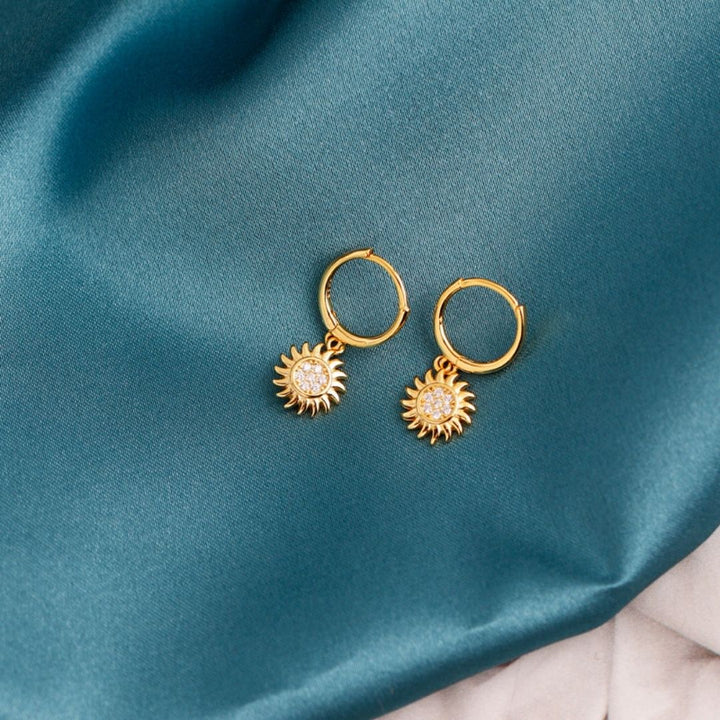 Stylish Sun Earrings for Ladies - Elara-Gold-The Livary