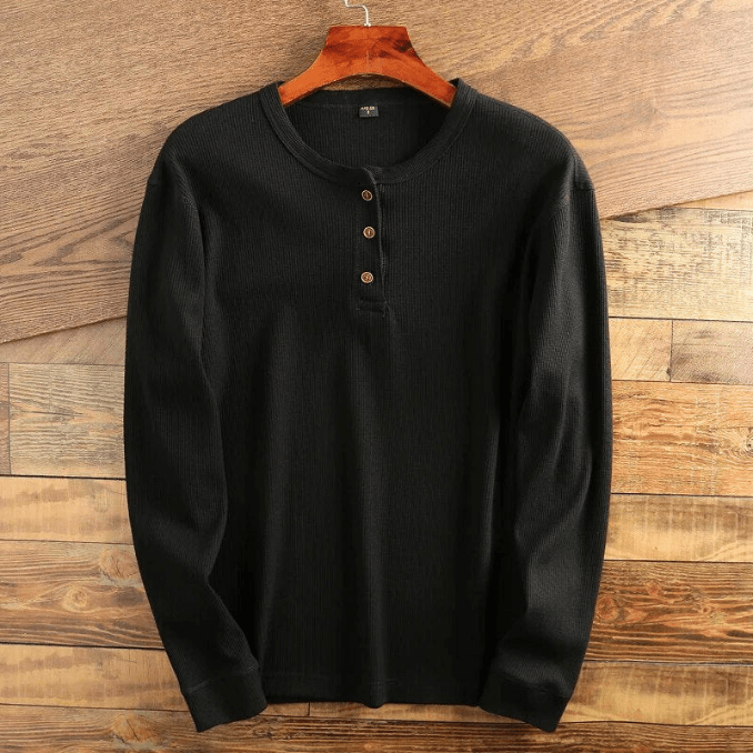 Men's Shirt with Waffle Structure - Mason-Black-S-The Livary