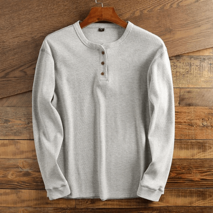 Men's Shirt with Waffle Structure - Mason-Light grey-S-The Livary