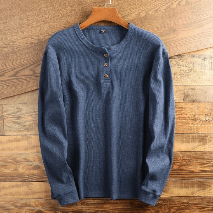 Men's Shirt with Waffle Structure - Mason-Dark blue-S-The Livary