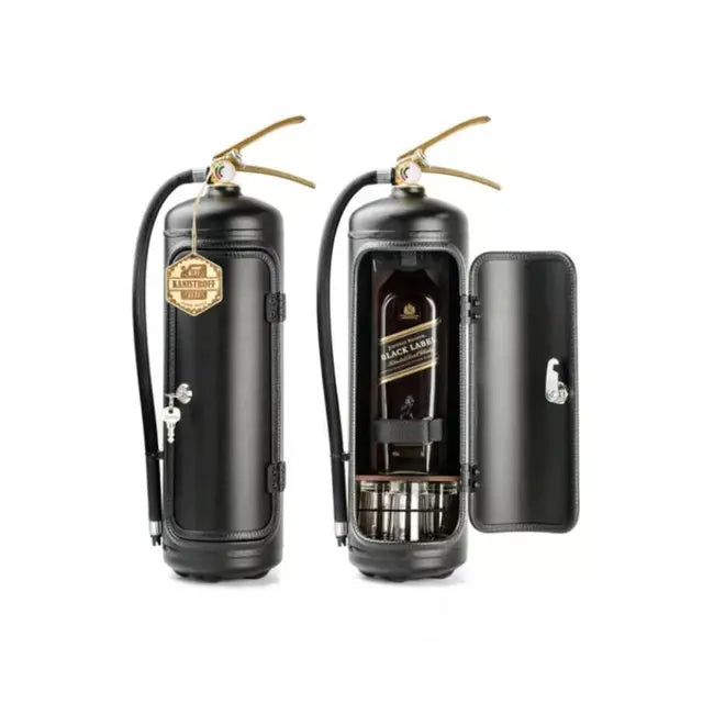 Hidden bottle storage in the shape of a fire extinguisher – BlazeVault-Black-State of Style
