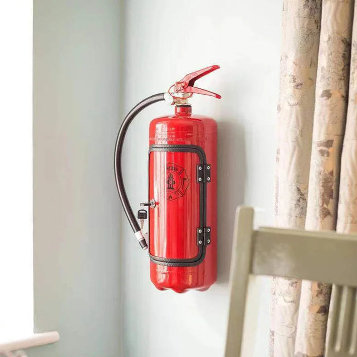 Hidden bottle storage in the shape of a fire extinguisher – BlazeVault-Red-State of Style