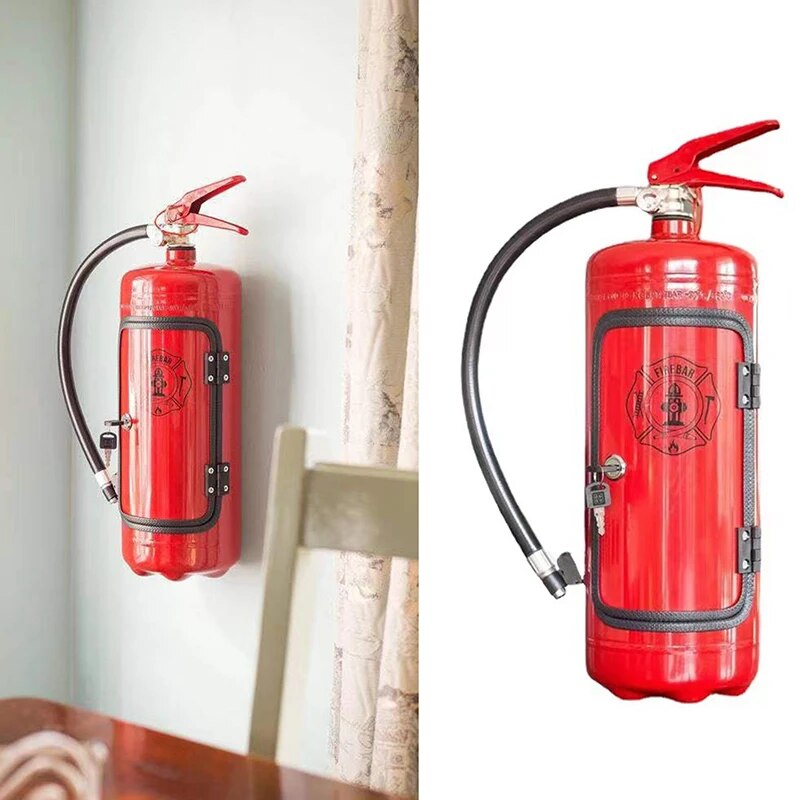 Hidden bottle storage in the shape of a fire extinguisher – BlazeVault-Red-State of Style
