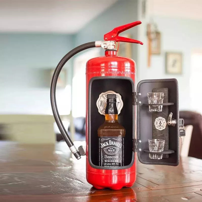 Hidden bottle storage in the shape of a fire extinguisher – BlazeVault-Red-State of Style