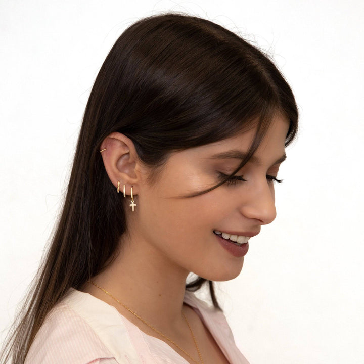 Earrings with Cross Pendant - Aurelia-Gold-The Livary