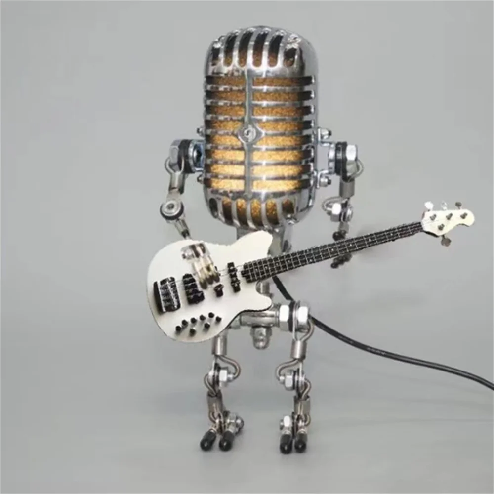 Decorative Microphone Robot Lamp with Guitar – Max-White-The Livary