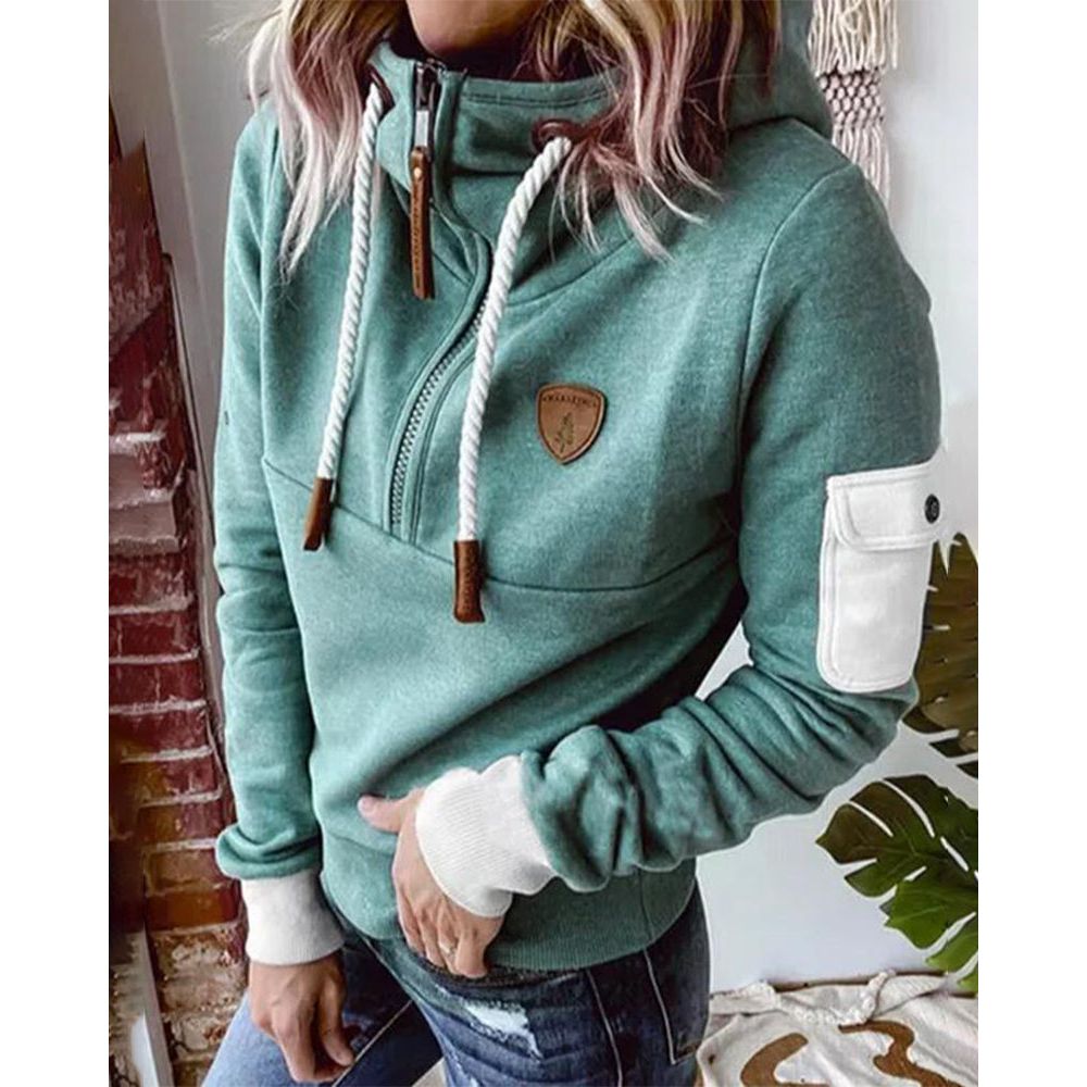 Casual Hoodie in Solid Colour - Luna-Green-S-The Livary