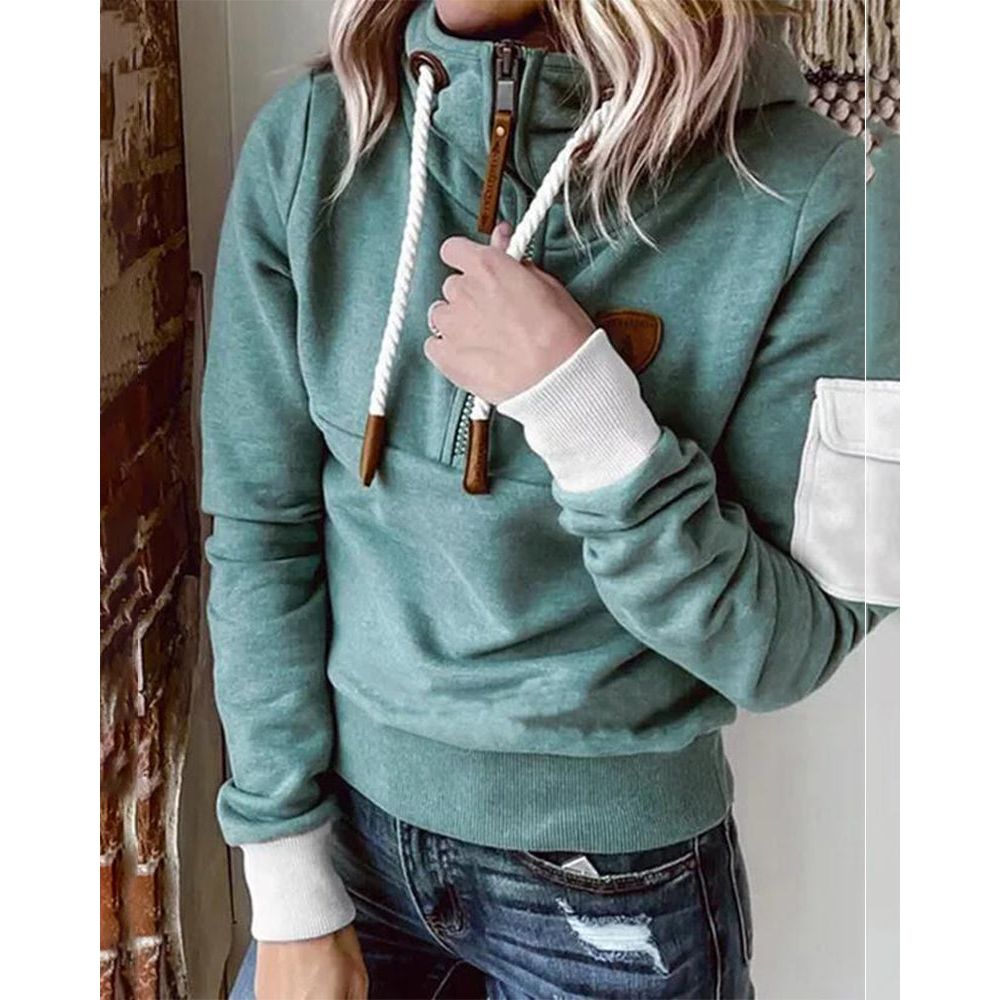 Casual Hoodie in Solid Colour - Luna-Green-S-The Livary