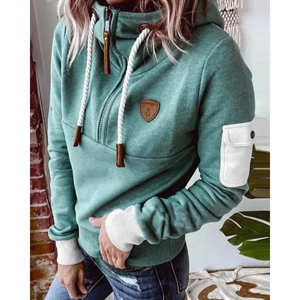 Casual Hoodie in Solid Colour - Luna-Green-S-The Livary