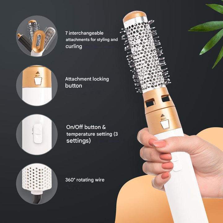 7-in-1 Hair Dryer Brush & Airstyler – Lyra-Gold/white-No storage case - only basic set-The Livary