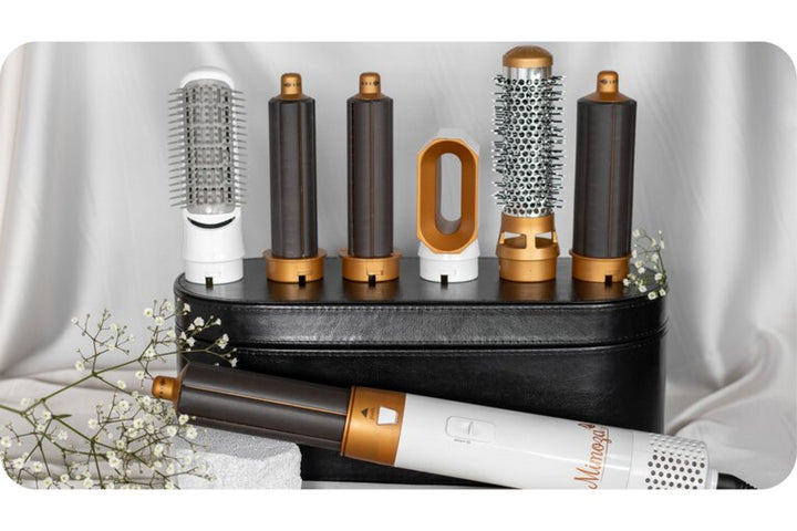 7-in-1 Hair Dryer Brush & Airstyler – Lyra-Gold/white-No storage case - only basic set-The Livary