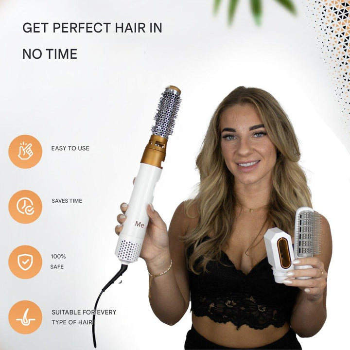 7-in-1 Hair Dryer Brush & Airstyler – Lyra-Gold/white-No storage case - only basic set-The Livary