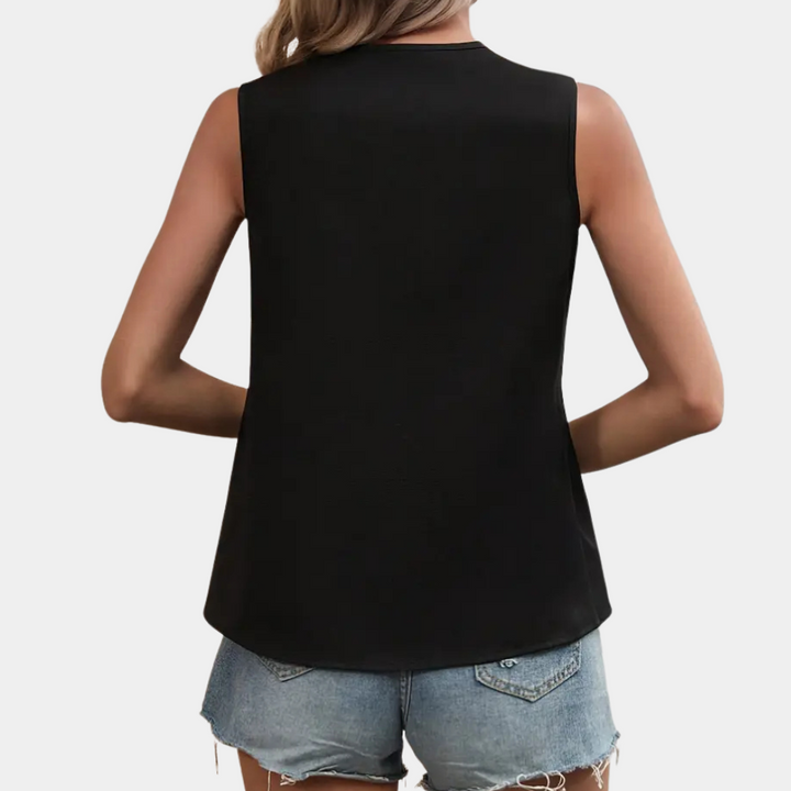 Trendy Black and White Asymmetrical Blouse for Women - Elise-XS-The Livary
